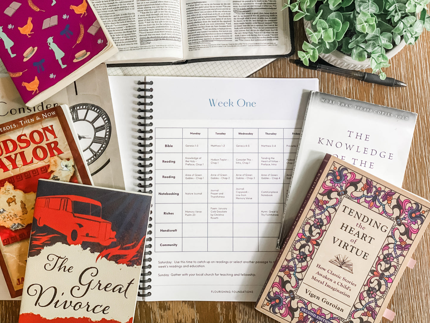 This Week One schedule shows what a typical week will look like with readings and activities.